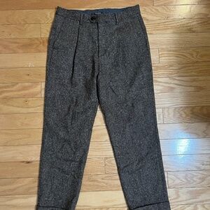 Todd Snyder Wool Blend Brown Pleated Trousers, 32x32